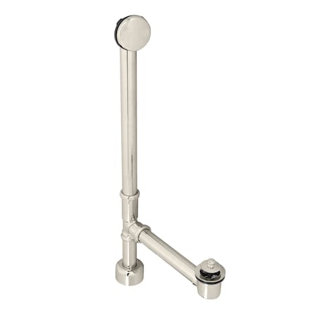 Westbrass Illusionary No-Hole Overflow W/ Twist & Close Bath Waste - 22" Make-Up, 17 Ga. Tubing in Polished Ni D3221HK-05